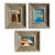 Set of 3 Original Paintings in Blue and Brown With Silver Vintage Frames For Sale