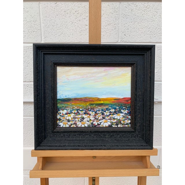 Contemporary Angela Wakefield, Wild Daisy Flowers English Countryside Landscape Painting by Contemporary Artist, 2020 For Sale - Image 3 of 11