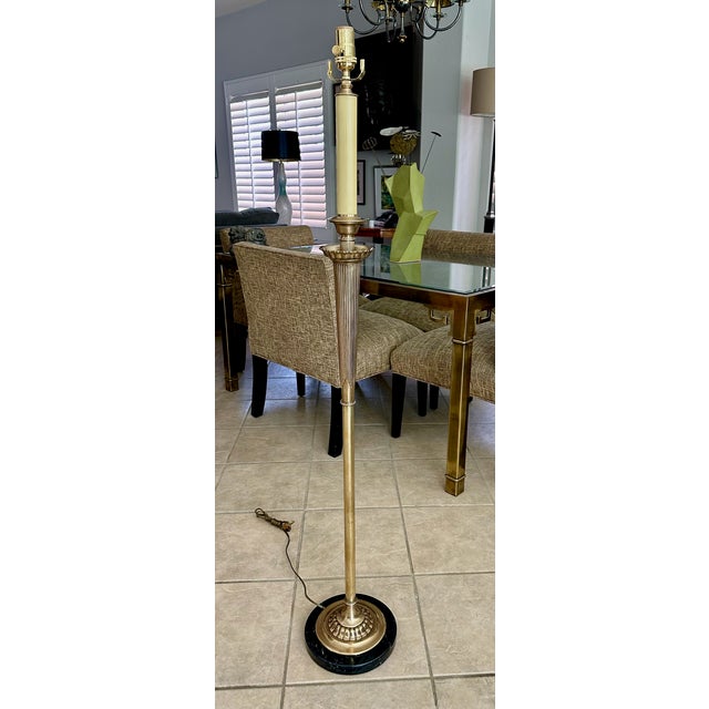 Vintage French Directoire Style Solid Brass & Marble Floor Lamp For Sale In Palm Springs - Image 6 of 16