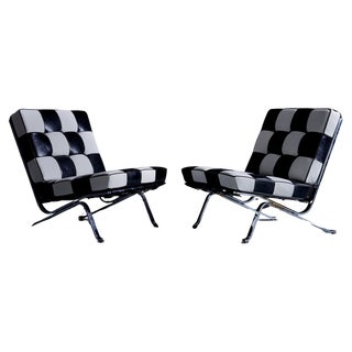 Set of RH-301 Lounge Chairs in Black and White Leather by Robert and Trix Haussmann for de Sede, 1960s For Sale