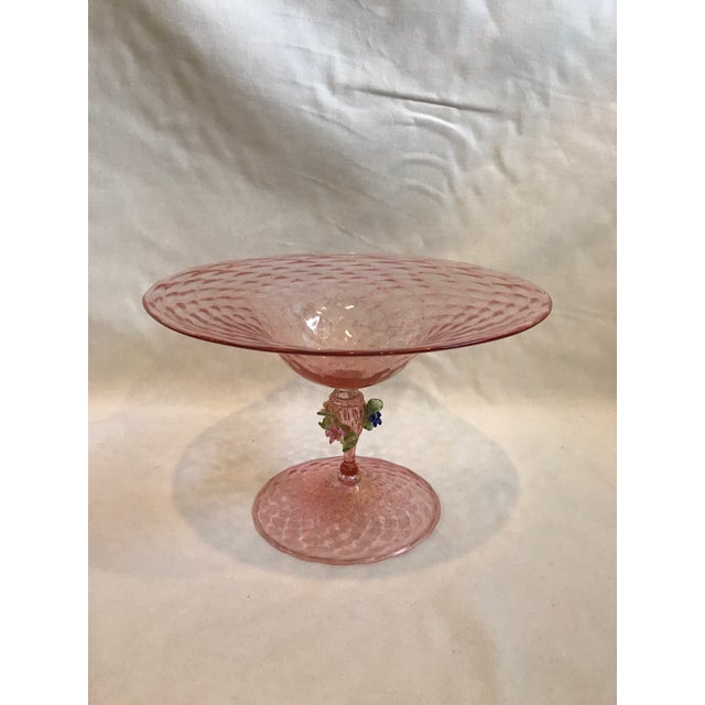 19th Century Hand Blown Pink Venetian Tazza For Sale - Image 4 of 12
