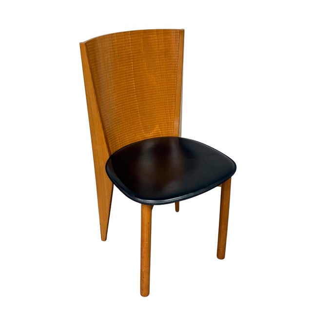 Striking pair of vintage Calligaris dining chairs, made in Italy circa 1980s, featuring an elegant sculptural Postmodern...
