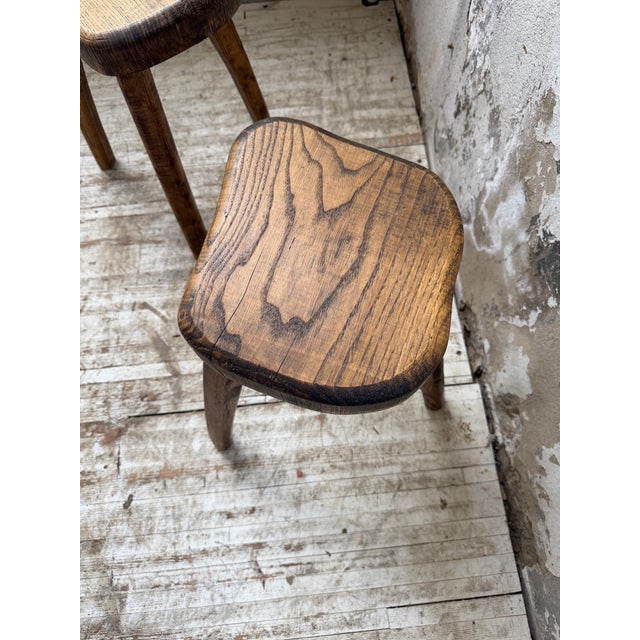 Vintage Oak Stools by Henri Bataille, 1950s, Set of 2 For Sale - Image 11 of 18