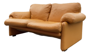 Coronado Sofa in Cognac Leather by Afra & Tobia Scarpa for B&B Italia / C&B Italia, 1970s
