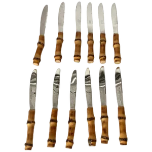 French Cutlery in Faux Bamboo, 1970, Set of 12