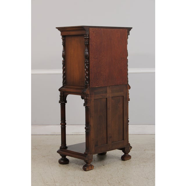 Antique Carved Walnut Baroque Style Liquor Cabinet For Sale - Image 14 of 14