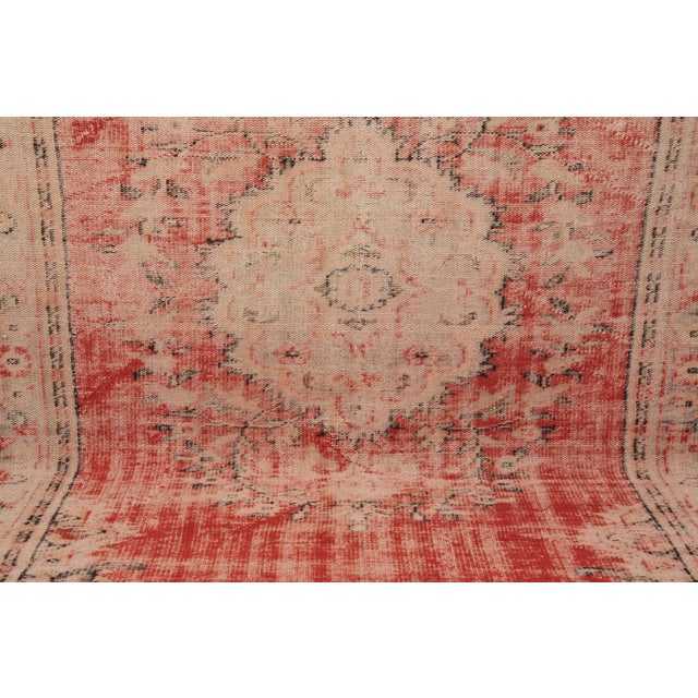 Red 1970s Vintage Turkish Handmade Wool Cotton Red Area Rug For Sale - Image 8 of 12