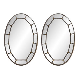 Pair of Early 19th Century French Charles X Oval Leaded Mirrors For Sale