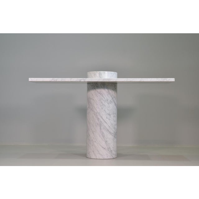 Console Table in White Carrara Marble by Angelo Mangiarotti for Skipper Loico Collection, 1980 For Sale - Image 6 of 16