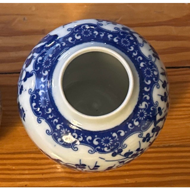 Mid 20th Century Small Blue and White Chinoiserie Porcelain Jars - A Pair For Sale - Image 9 of 11