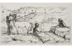 1939 After Mahonri Young "Three Navajos", Original Period Etching