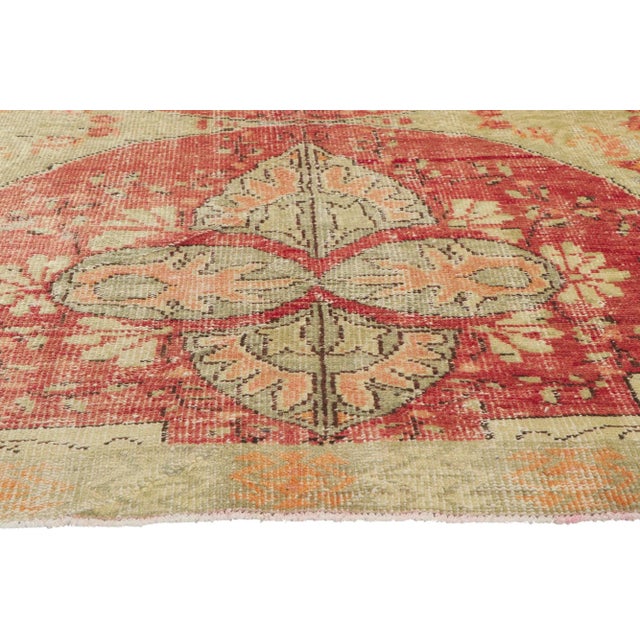 Mid 20th Century Rustic Vintage Turkish Oushak Rug, 04'07 X 06'08 For Sale - Image 4 of 10
