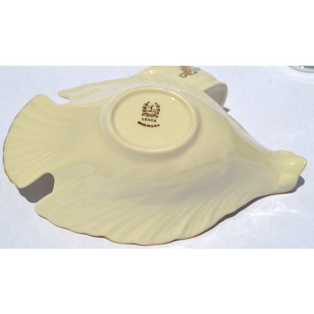 1980s Lenox Dove Collection Open Candy Dish Fine Bone Ceramic Porcelain Gold Trim For Sale - Image 10 of 13
