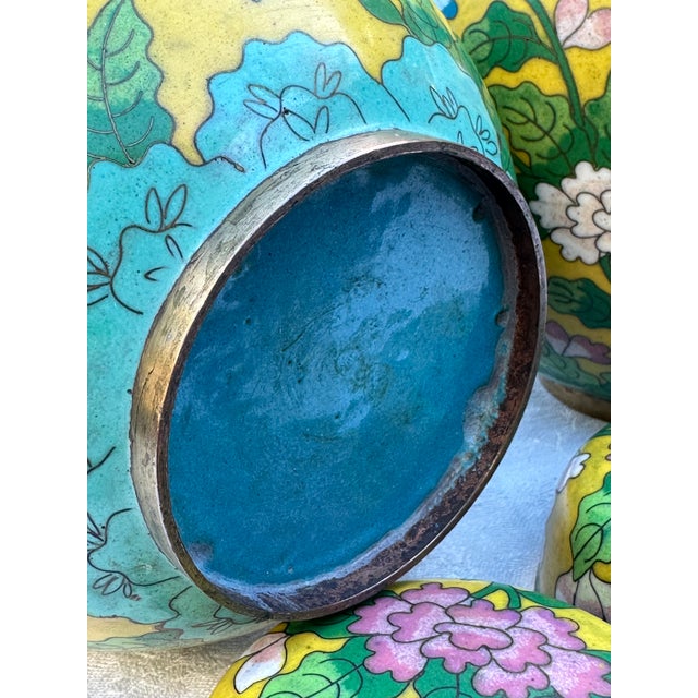 Antique Chinese Imperial Yellow Cloisonné Ginger Jars - A Pair (Republic Period) For Sale - Image 13 of 14