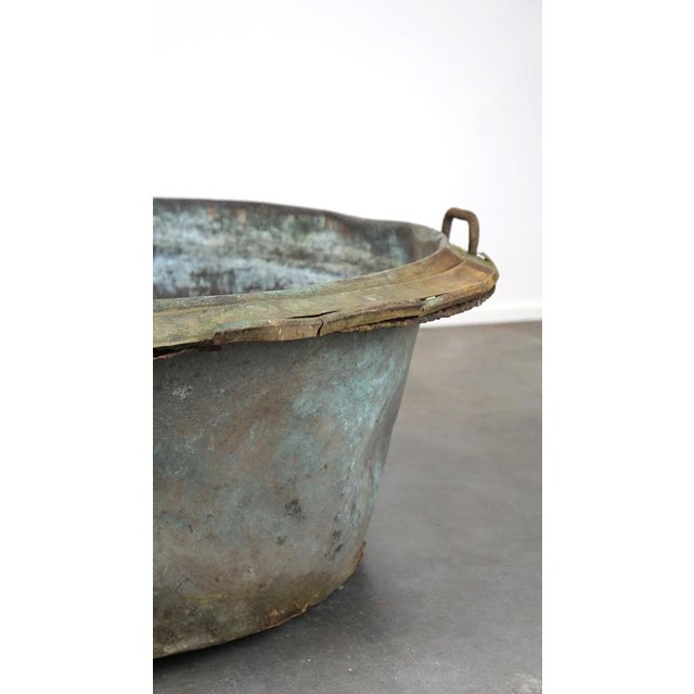 Large Antique Copper Kettle or Basin For Sale - Image 13 of 15