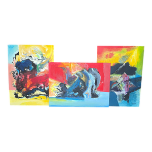 Original Abstract Acrylic Triptych by Elise Friederike, 1989