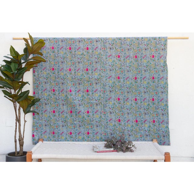 Garden Bouquet Indian Block Print Blanket For Sale In Los Angeles - Image 6 of 6