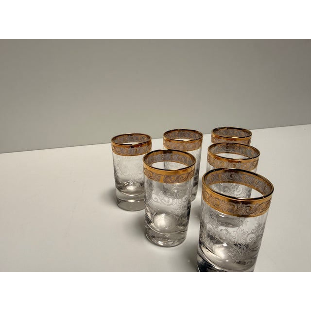 1970s Murano Glass Medici Gold Rim Liquor Glass Set, 1970s, Set of 6 For Sale - Image 5 of 7
