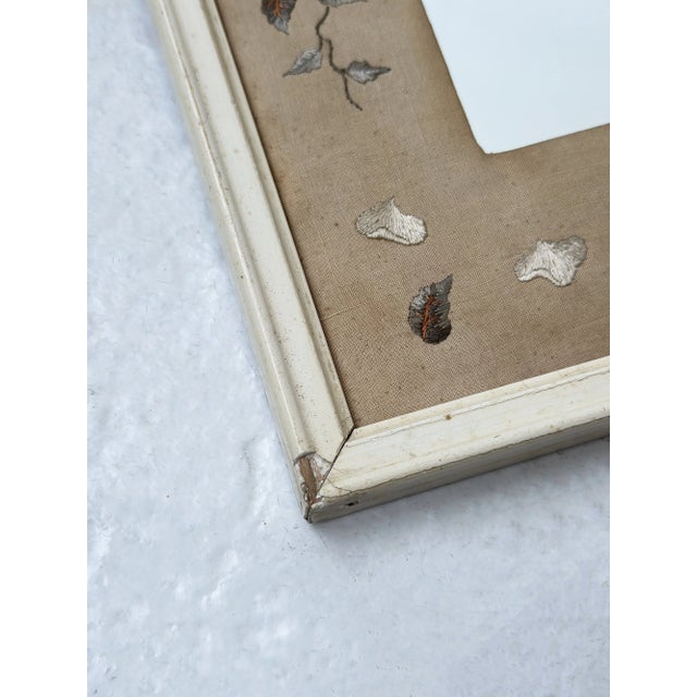 Antique Small-Scale Silk Floral Embroidered Linen Mat Mirror, Circa 1920s-30s For Sale - Image 13 of 15