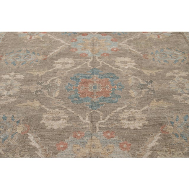 Modern Light Brown Sultanabad Handmade Floral Wool Rug For Sale - Image 9 of 9