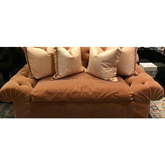 Nancy Corzine Mohair Velvet Sofa. Warm Sunset Shade. Perfect condition. Super cozy and elegant.