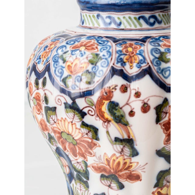 Delft Chinoiserie Polychrome Table Lamp by Tichelaar Makkum, 1950s For Sale - Image 11 of 15