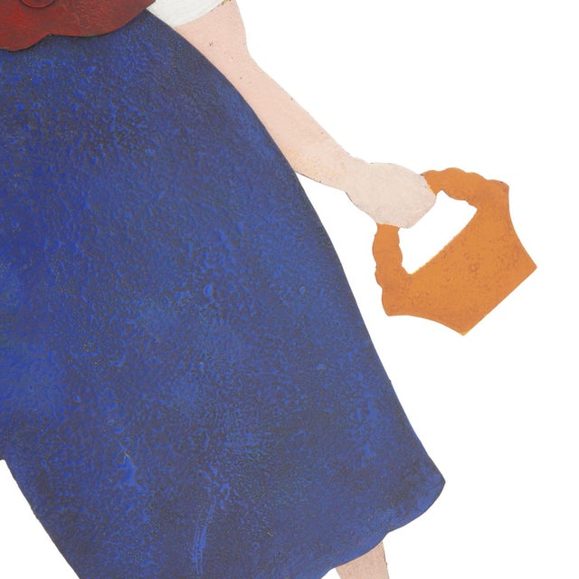 Painted Steel Fire Screen of a Flower Girl on Stand, C. 1940 For Sale - Image 4 of 8