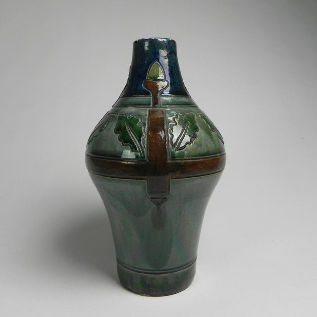 Flemish Art Deco Vase with Motifs of Acorns and Oak Leaves, 1920s For Sale - Image 14 of 14
