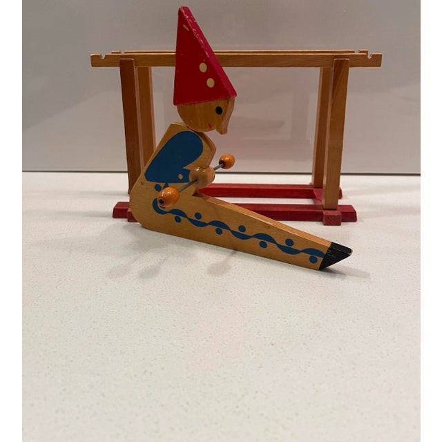 Antique Wooden Handpainted Rocking Clown Acrobatic Flip Toy, East Russian For Sale - Image 11 of 12