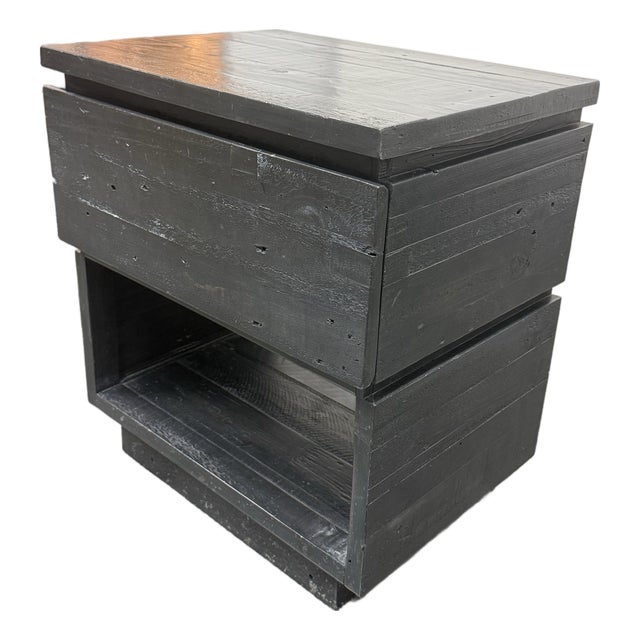 West Elm Plank Wood Nightstand For Sale