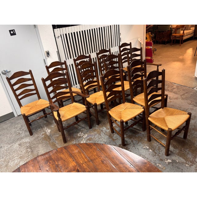 French Country Collection Reproductions Ladder-Back Dining Chairs, Set of Twelve For Sale - Image 3 of 12