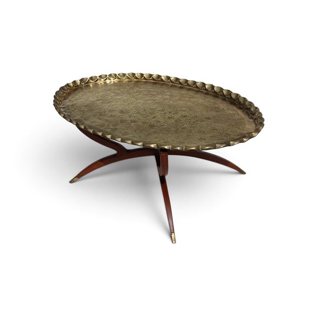 Islamic Ottoman with Brass Table Tray, 1950s For Sale - Image 14 of 18