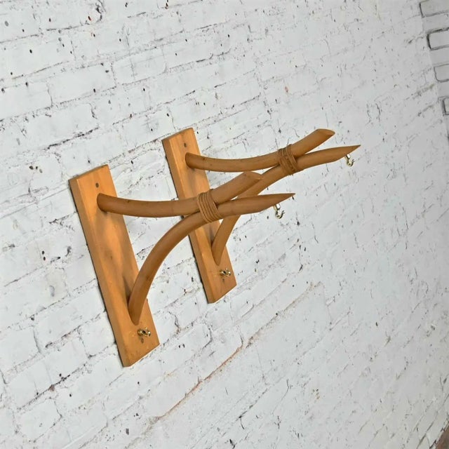 Mid-Century Modern Rattan Wall Brackets a Pair For Sale - Image 10 of 13