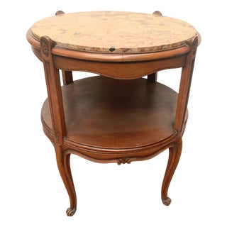 Round Louis XV Style Side Table in Patinated Beechwood For Sale