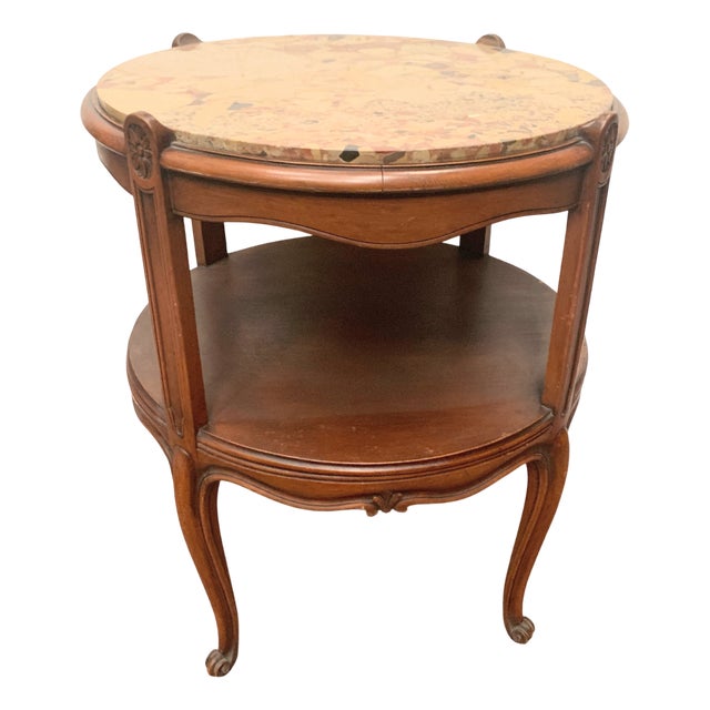 Round Louis XV Style Side Table in Patinated Beechwood For Sale