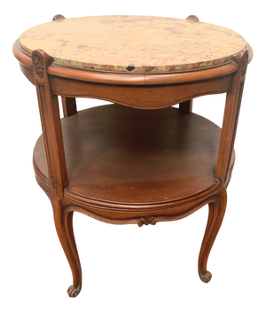 Round Louis XV Style Side Table in Patinated Beechwood