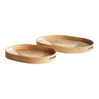 Jelani Cane Oval Trays, Set Of 2 For Sale