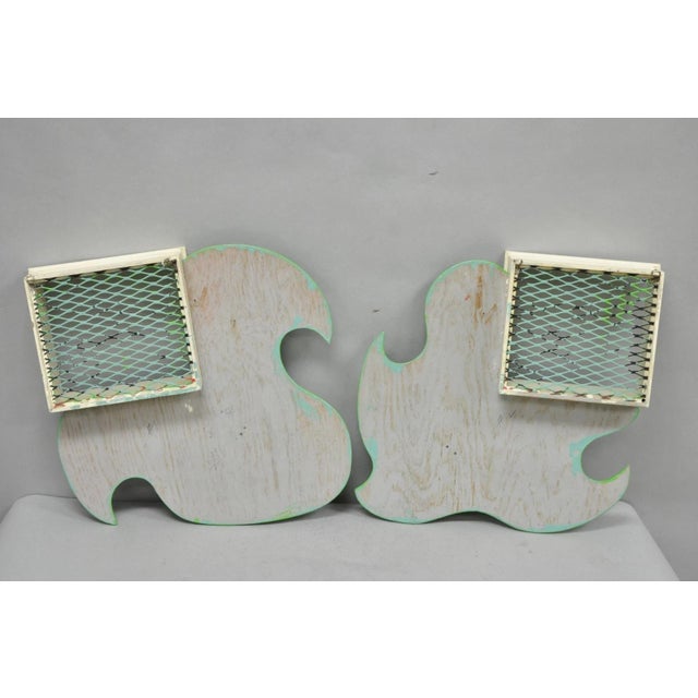 Vintage Mid Century Modern Green Theater Mask Shadowbox Wall Pocket Shelf - Pair For Sale - Image 14 of 17