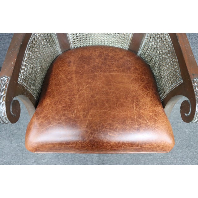 Country French Cane & Leather Barstools/4 For Sale - Image 11 of 11