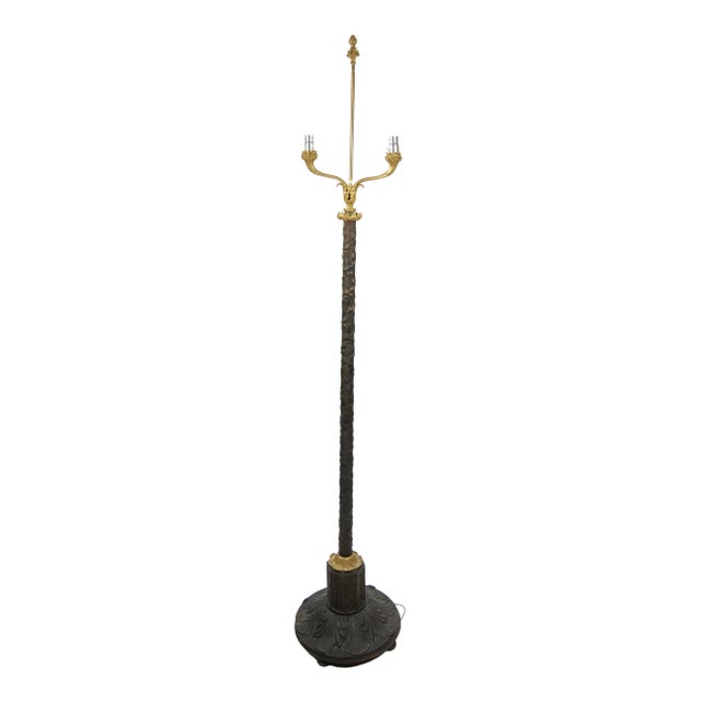 Late 19th Century Gilt-Bronze & Carved Wood Floor Lamp For Sale - Image 4 of 13