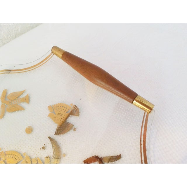 Gold MCM Georges Briard Sonata Handled Glass Tray For Sale - Image 8 of 9