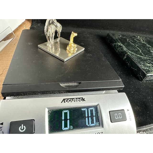 Silver Late 20th Century Silver and Gold-Tone Horse and Foal Figurine on Base For Sale - Image 8 of 11