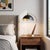 Mid-Century Modern Luna Bella Boomerang Table Lamp - Dark Walnut/Weathered Brass, Matte Black/Gold Shade, Steel Base, 32" Tall For Sale - Image 3 of 7