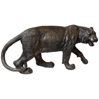 Early 20th Century Cast Bronze Tiger For Sale