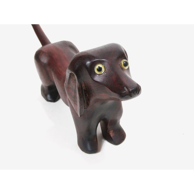 Folk Art Vintage Carved Hardwood Dachshund Sculpture For Sale - Image 3 of 8