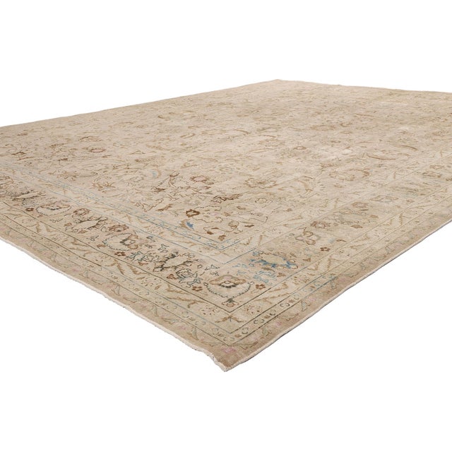 61519 Antique Persian Tabriz Rug, 09'06 x 12'04. The Desert Bloom: An Antique Persian Tabriz Masterpiece of Earthly...