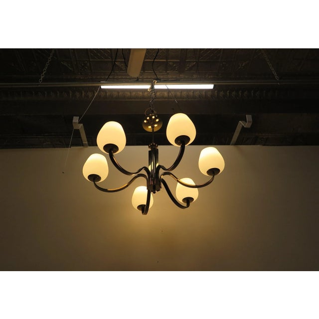 Brass Mid Century Brass Tower Chandelier For Sale - Image 8 of 10