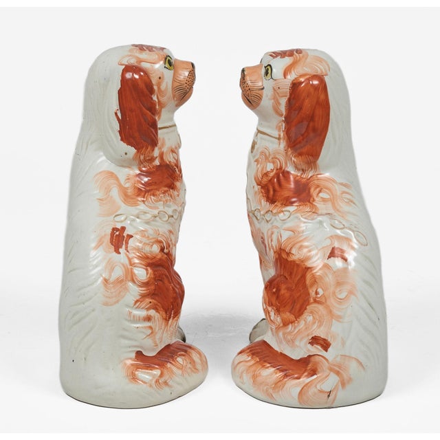 Victorian Pair Staffordshire Separate Leg King Charles Spaniels For Sale - Image 3 of 7