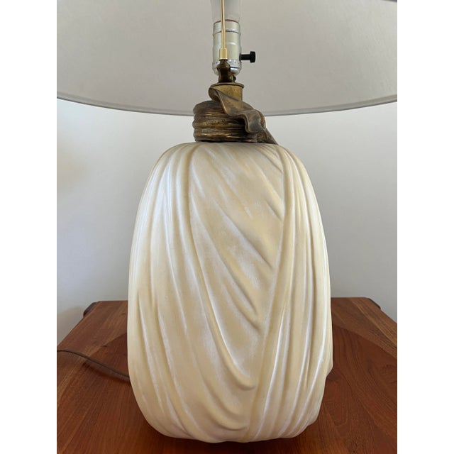 Metal Pair of Chapman Draped-Fabric Table Lamps For Sale - Image 7 of 13