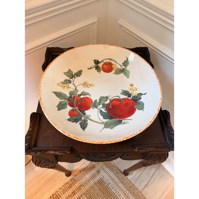 Ceramic Late 20th Century Large Italian Hand-Painted Ceramic Tomato Bowl by Netas, 14.25” Diameter For Sale - Image 7 of 7